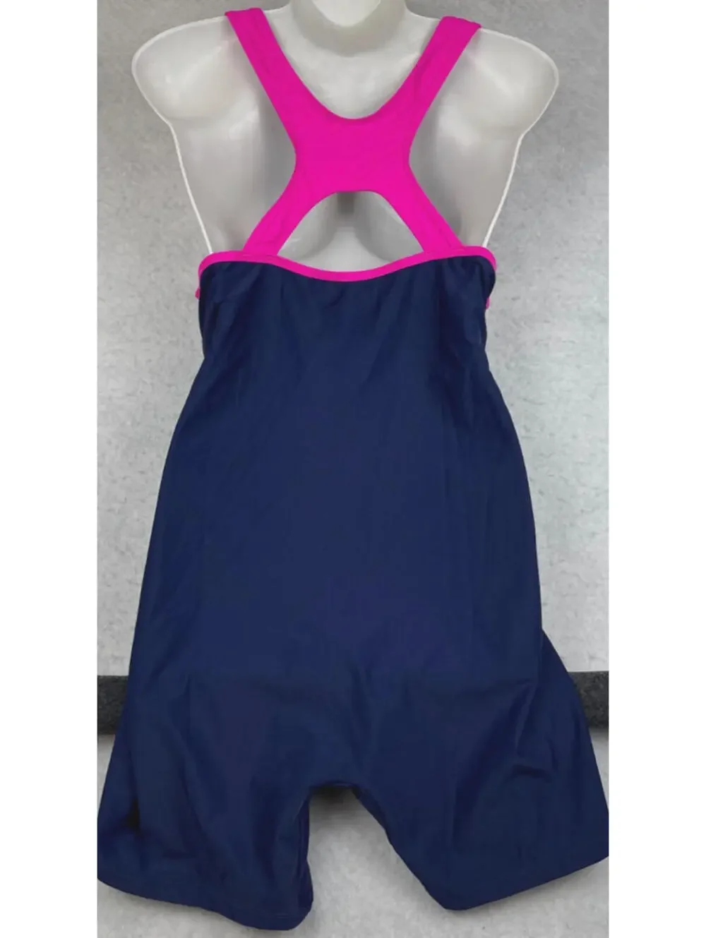 Halcurt Womens 2XL Navy Pink Racerback One Piece Performance Swimsuit NWT